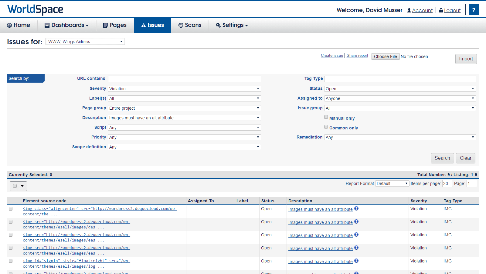 Report Screen