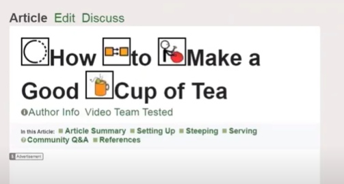 プラグインを動作させて、How to Make a Good Cup of Teaという文において、特定の単語の前にシンボルが追加されている様子のデモ動画のスクリーンショット