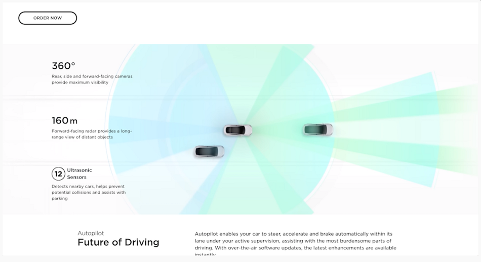 Teslaのサイトの画面キャプチャ