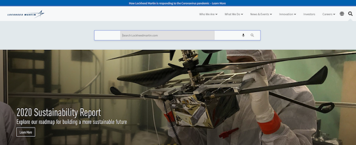 Screen capture of Lockheed Martin's search box