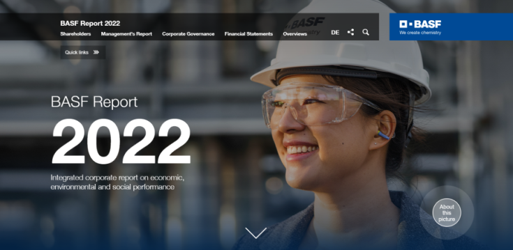 BASFのデジタル年次報告書のサイト