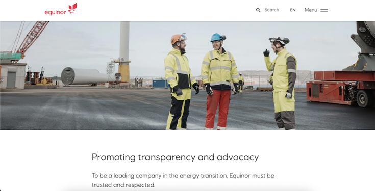 EquinorのコーポレートWebサイトの中核は「透明性」