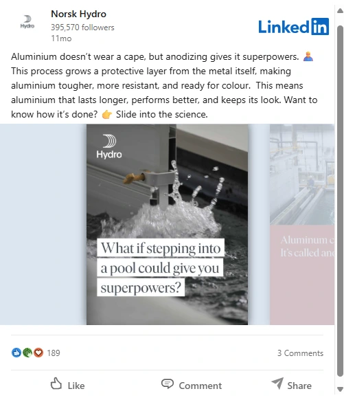 Norsk HydroのLinkedInの投稿を見る