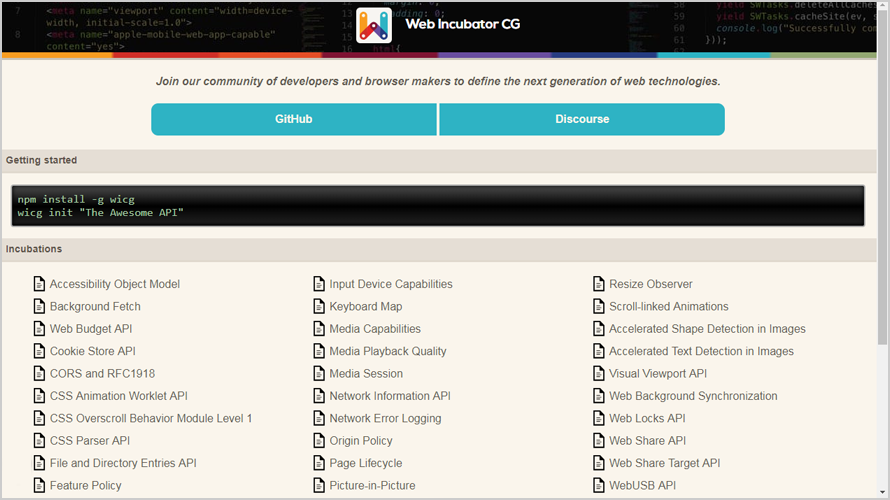 Web Incubator Community Group (WICG)