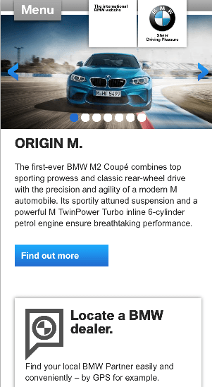 BMWのモバイル向けWebサイト