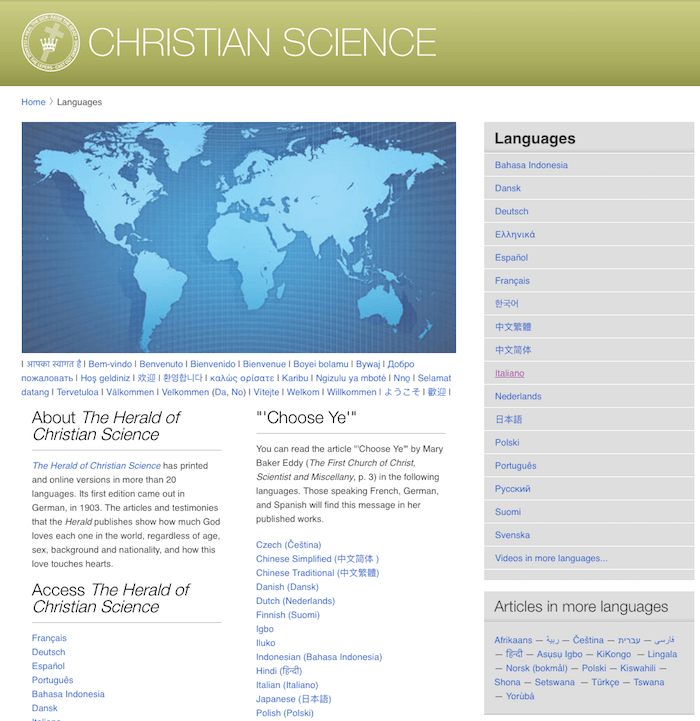 Christian Scienceのサイト