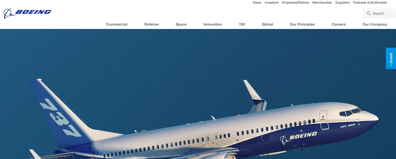 Boeingのウェブサイト