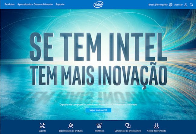 Intelのブラジル向けサイトのトップページ