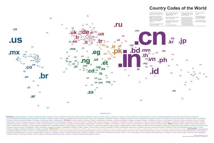 世界各国の国別コードで構成した地図