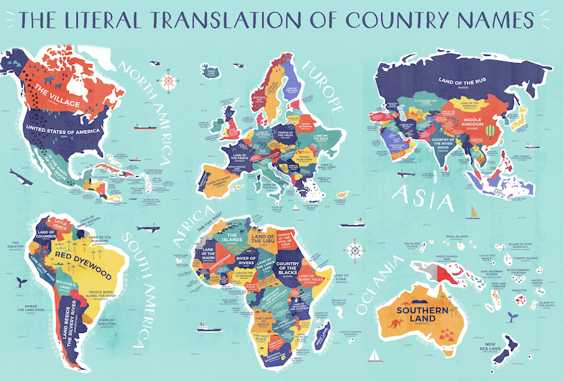 国名の由来がわかるユニークな世界地図