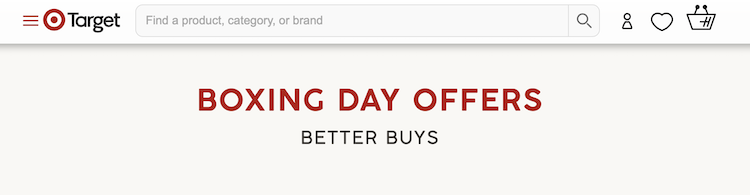 オーストラリアのTargetのWebサイト。やはり、ボクシング・デーを特集している