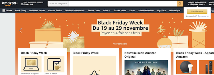 Amazonのフランス向けサイトの画面キャプチャ