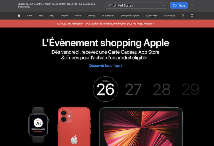 Appleのフランス向けサイトの画面キャプチャ