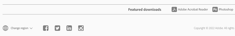 Adobeのサイトでフッターにあるグローバルゲートウェイのアイコン