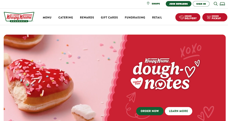 Krispy Kremeのアメリカ向けWebサイト