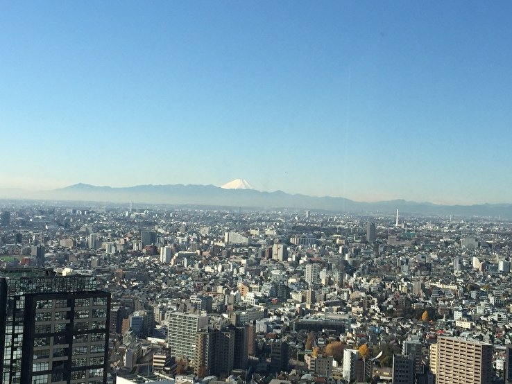 富士山と街並みの写真