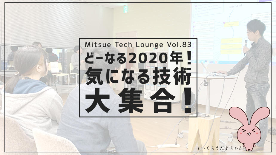 テックラウンジマスコットキャラクターのてっくらうんじちゃん「どーなる2020年!気になる技術大集合!」